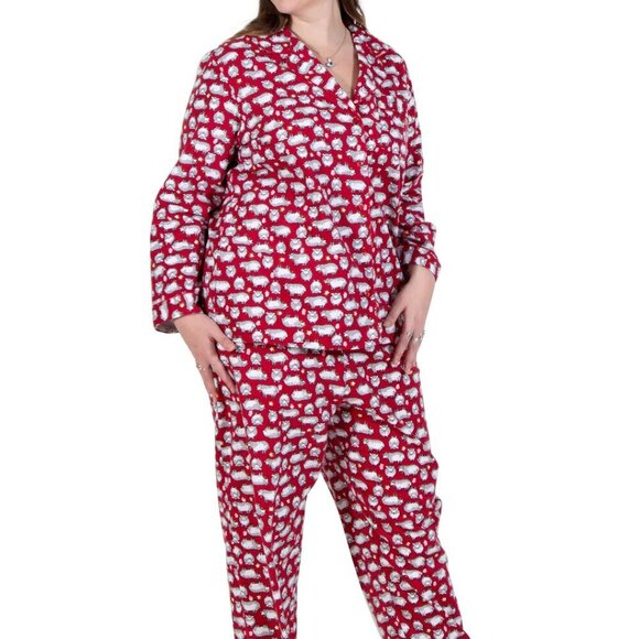 La Cera Soft Flannel Pajama Set Cottagecore Country Sheep Animal Print Size 4XL - Picture 1 of 10